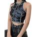 Sunisery Womens Crop Top Spliced Sleeveless Tank Top Party Club Wear Vest Shirts