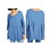 FREE PEOPLE Womens Blue Long Sleeve Jewel Neck Top Size XS