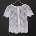 ZDMATHE Black/ White Color Women Summer Casual T-shirt O Neck Solid Lace Crop Zipper T-shirts Short Sleeve Hollow Out Tops Plus Size