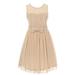 Big Girls Champagne Chiffon Pleated Flower Girl Dress 8