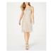 ADRIANNA PAPELL Womens Beige Embellished Sleeveless V Neck Knee Length Sheath Cocktail Dress Size 6