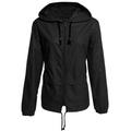 JANDEL Thin Section Ladies Waterproof Clothingï¼Œ Hooded Drawstring Outdoor Hiking Rain Jacket