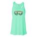 Women's Snowboarding Tank Top, Snowboard Goggles, Racerback, Soft Bella Canvas, Snowboard Shirt, Gift For Her, Skiing Apparel, Snow Goggles, Mint , SMALL