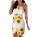 Womens Halter Dress Sleeveless Beach Dress Floral Printed Mini Dress Summer Sundresses