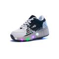 LUXUR Unisex Kids LED Lights Skate Shoes Fashion Gift Single Wheel Sneaker Lace Up Shoes