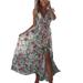 Avamo Boho Beach Floral Printed Maxi Dress For Women Casual Ladies Wrap Summer Paisley Strappy Irregular Strap Holiday Long Sundress