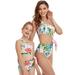 Mid-Ten Family Matching Swimsuit Mother Daughter Swimwear Women Kids Swimsuits Girl One Piece Swimwear Floral Beachwear Bathing Suit Swimming Costumes Bathing Suit Push Up Bra Padded Backless