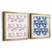 Ivy Bronx Calm Watercolor Collection H Calm Collection H - 2 Piece Picture Frame Set Paper, Solid Wood in Blue/Pink | 34.5 H x 69 W x 3 D in | Wayfair