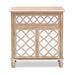 Ophelia & Co. Maison Glam Farmhouse Rustic Oak Finished Wood & Mirrored 1-Drawer Quatrefoil Storage Cabinet Wood in Brown | Wayfair