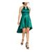 CRYSTAL DOLLS Womens Green Sleeveless Halter Tea-Length Hi-Lo Cocktail Dress Size 9