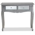 House of Hampton® Aaroh Modern Transitional French Brushed Silver Finished Wood & Mirrored Glass 2-Drawer Console Table Wood/Mirrored | Wayfair
