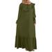 ZANZEA Women Buttons Vintage Dress Frilled Maxi Muslim Dress