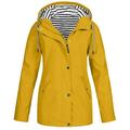 Women Solid Rain Jacket Outdoor Plus Size Waterproof Hooded Raincoat Windproof