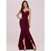 Ever-Pretty Womens Sleeveless High Waist Bodycon Floor-Length Wedding Guest Dress 00221 Burgundy US10