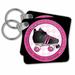 3dRose Derby Chicks Roll With It Pink and Black with Black Roller Skate - Key Chains, 2.25 by 2.25-inch, set of 2