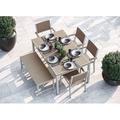 Oxford Garden Travira Rectangular 6 - Person 63" Long Powder Coated Aluminum Outdoor Dining Set Wood/Teak in Gray/White/Brown | Wayfair 6122-PC.F