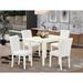 Red Barrel Studio® Ligiana Drop Leaf Rubberwood Solid Wood Dining Set Wood/Upholstered in White | 30 H in | Wayfair