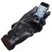 Men Women Leather Ride waterproof plus cashmere warm touch screen gloves
