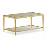 Maitland-Smith Jinx 4 Legs Coffee Table w/ Storage Metal in Yellow | 19 H x 40 W x 22 D in | Wayfair HM1015C-2