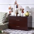 Ebern Designs 2-drawer Dresser Horiztonal Organizer W/handle Wood End Table Nightstand Wood in Brown/White | 16 H x 24 W x 12 D in | Wayfair