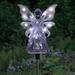 Exhart Solar Acrylic Angel w/ Wings & LED Lights Metal Garden Stake Plastic in Blue/White, Size 35.5 H x 4.0 W x 2.36 D in | Wayfair 14156-RS