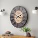 Red Barrel Studio® Rachual Decorative Oval Wood Wall Clock w/ Distressed Finish Wood in Gray | 29.25 H x 24.25 W x 2.5 D in | Wayfair