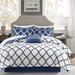 Andover Mills™ Thea Microfiber Reversible Comforter Set w/ Cotton Bed Sheets Polyester/Polyfill/Microfiber in Blue/Navy | Wayfair