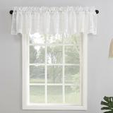 One Allium Way® Norah Floral Embroidery Sheer Rod Pocket Curtain Valance Polyester in White | 17 H x 50 W x 1.5 D in | Wayfair