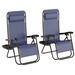 Arlmont & Co. Garett Reclining Outdoor Zero Gravity Chairs w/ Side Tables Metal in Blue | 43 H x 25 W x 63.5 D in | Wayfair