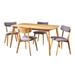 George Oliver Henry 4 - Person Rubberwood Solid Wood Dining Set Wood/Upholstered in Brown | Wayfair GOLV2548 41577464