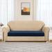 Winston Porter Jacquard Spandex Texture Grid Box Cushion Sofa Slipcover Polyester/Microfiber/Microsuede in Blue/Black | 9 H x 27 W x 75 D in | Wayfair