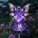 Exhart Solar Acrylic Angel w/ Wings & LED Lights Metal Garden Stake Plastic in White/Indigo, Size 35.5 H x 4.0 W x 2.36 D in | Wayfair 14157-RS