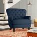 Armchair - Lark Manor™ Parmelee Armchair Polyester/Fabric in Blue/Black | 34.5 H x 33.5 W x 35 D in | Wayfair BD1F2AA3D3C34369906561219789E6EC