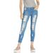 Cover Girl Cute Mid High Rise Waisted Ripped Torn Skinny Blue Juniors, Classic Fray Hem, 9