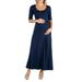 24seven Comfort Apparel Casual Maternity Maxi Dress With Sleeves, M011680 MADE IN THE USA