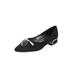 Avamo - Women's Breathable Knit Loafer Slip-on Pointed Toe Block Heels Lightweight Non-Slip Mesh Walking Shoe