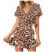 Women's Flower Print Dress Dot Print Dress Heart Print Dress Summer Short Sleeve Print Dress V Neck Casual Short Dresses