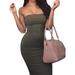 Women Casual Sexy Bodycon Strapless Wrap Dress Off Shoulder Sleeveless Club Dresses