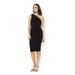 RALPH LAUREN Womens Black Embellished Sleeveless Asymmetrical Neckline Below The Knee Body Con Cocktail Dress Size 2