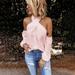 Women Fashion Blouse Halter Solid Colog Long Sleeve Shirt Casual Off Shoulder Plus Size Blouse