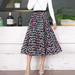 ZDMATHE Women High Waist Floral Skirts Print Skirt Elastic Fashion 2021 Waist Mid-length Pleated Skirt