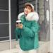 Down jacket winter with big fur collar winter coat women Clothes with Hats