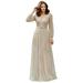 Ever-Pretty Womens Elegant Long Sleeve A-Line Bridesmaid Evening Dresses for Women 00844 Gray US18