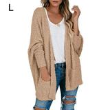 Women's Clothing Sweater Long Sleeve Open Front Chunky Cable Knit Cardigan