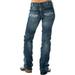 Cowgirl Tuff Co Womens Don't Fence Me In Jeans 31 Long Dark Wash