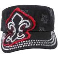 SILVERFEVER Women's Military Cadet Cap Hat - Patch Cotton - Studded & Embroidered (Black, Hope Ribbon)