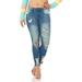 Cover Girl Medium Blue Mid Rise Torn Up to The Ankles Skinny Jeans for Juniors Plus Size 14W