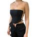 Hot sexy Club Strapless Side Hollow Out lace Up Bodycon crop Tops Camisole Women Fashion Sleeveless Skinny solid Color Streetwear Camisole women ladies
