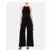 XSCAPE Womens Black Lace Up Sleeveless Jewel Neck Wide Leg Evening Jumpsuit Size 4P