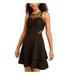 CITY STUDIO Womens Black Sleeveless Illusion Neckline Short Fit + Flare Cocktail Dress Size 11